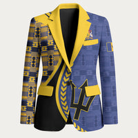 Personalized Barbados Trident Blazer Afro-Barbadians Kente Pattern