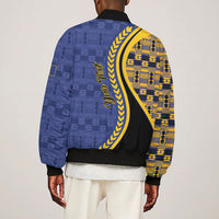 Personalized Barbados Trident Bomber Jacket Afro-Barbadians Kente Pattern