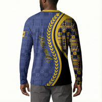 Personalized Barbados Trident Button Sweatshirt Afro-Barbadians Kente Pattern