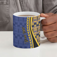 Personalized Barbados Trident Ceramic Mug Afro-Barbadians Kente Pattern