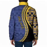 Personalized Barbados Trident Padded Jacket Afro-Barbadians Kente Pattern