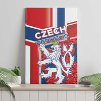 Framed canvas wall art showing Czech lion emblem on red, white, and blue stripes