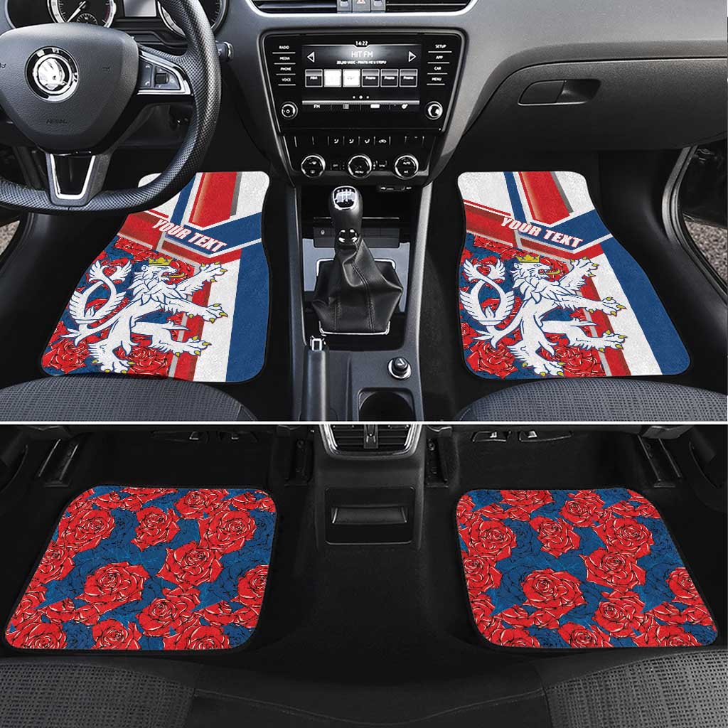 Czech Republic Car Mats Czechia Lion Rosa Pattern - Wonder Print Shop