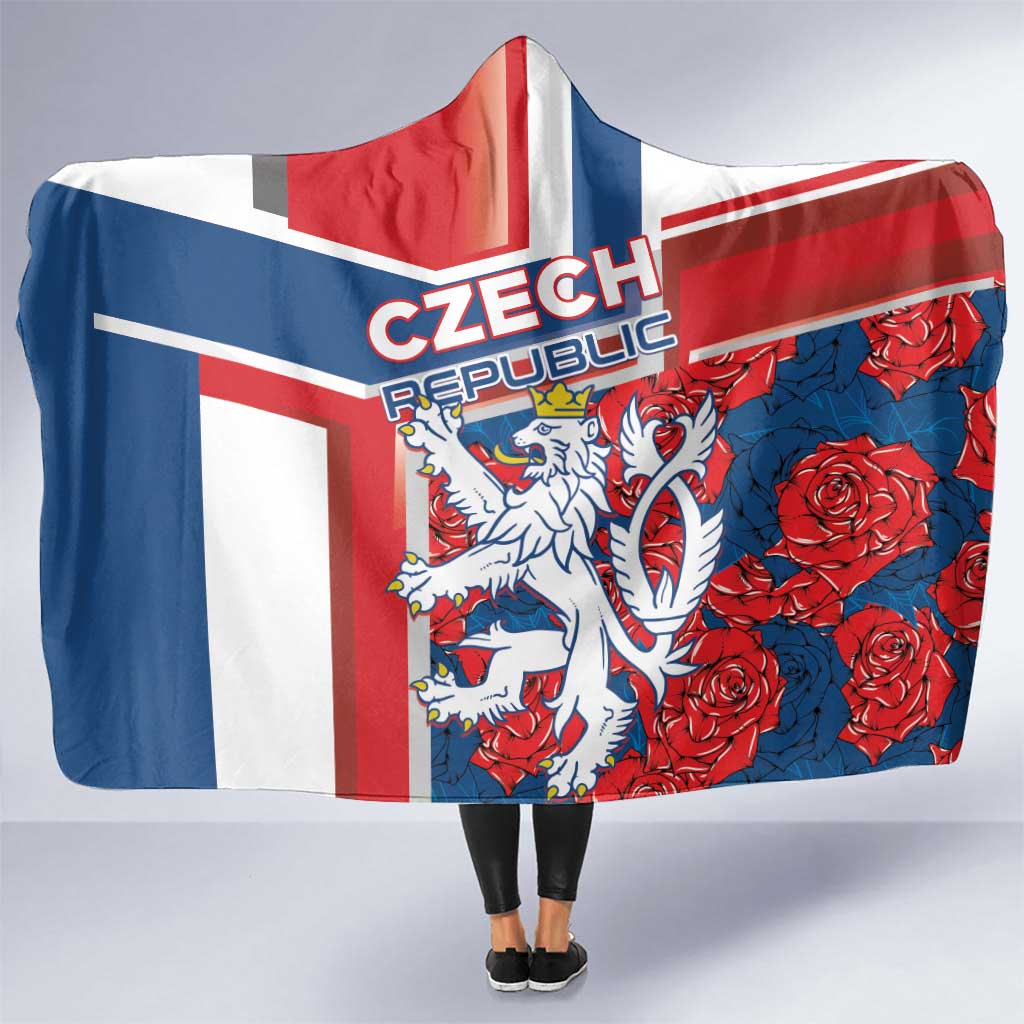 Czech Republic Hooded Blanket Czechia Lion Rosa Pattern