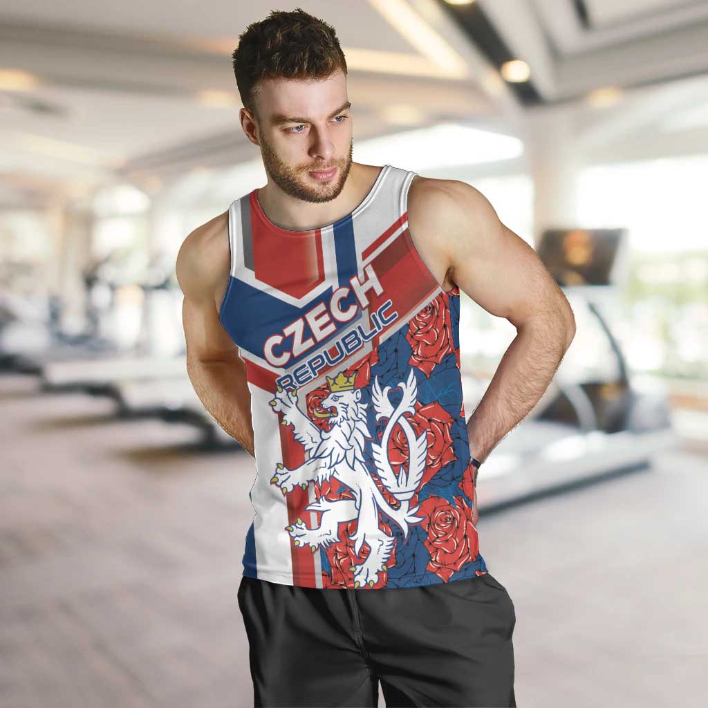 Personalised Czech Republic Men Tank Top Czechia Lion Rosa Pattern - Wonder Print Shop