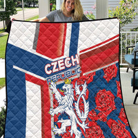 Czech Republic lion themed quilt blanket with red, white, and blue flag pattern