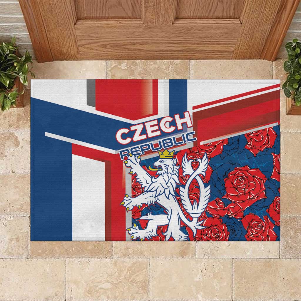 Czech Republic Rubber Doormat Czechia Lion Rosa Pattern - Wonder Print Shop