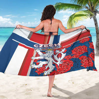 Czech Republic-themed red, white, and blue lion rose sarong, wrap-style beach cover-up