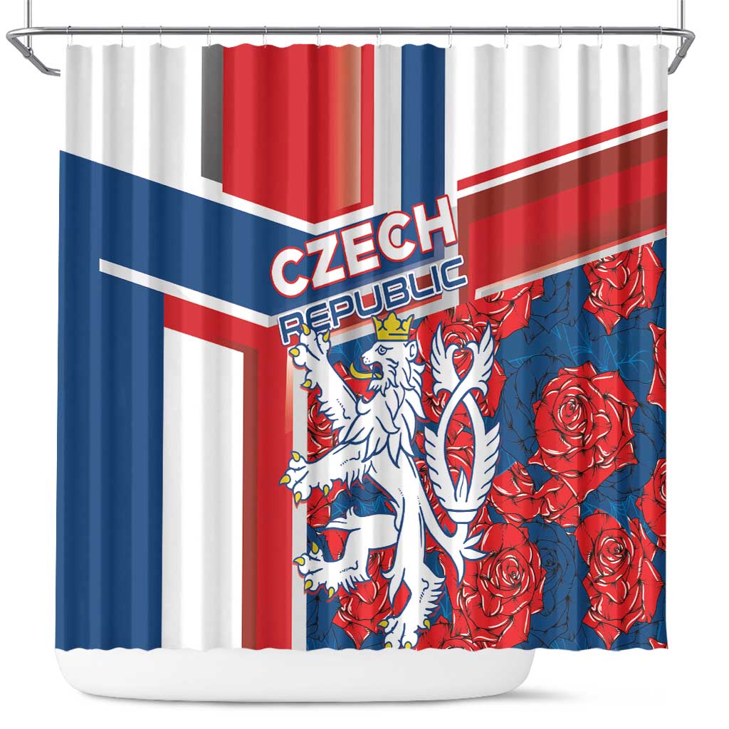 Czech Republic Shower Curtain Czechia Lion Rosa Pattern