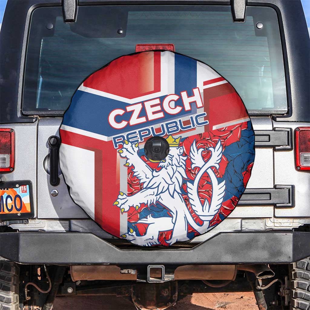 Czech Republic Spare Tire Cover Czechia Lion Rosa Pattern - Wonder Print Shop