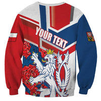 Unisex sweatshirt back with Czech flag stripes and lion crest graphic, crew neck