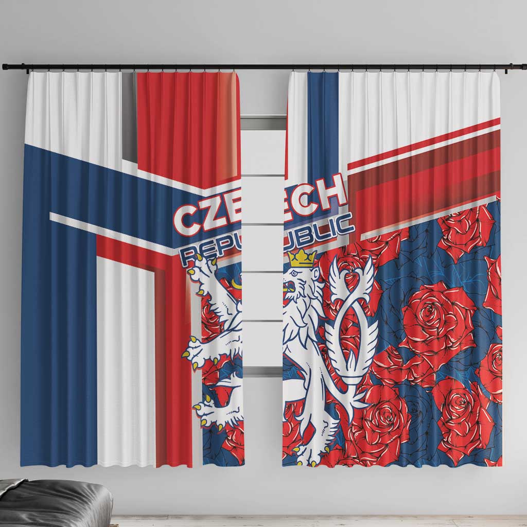 Czech Republic Window Curtain Czechia Lion Rosa Pattern - Wonder Print Shop