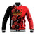 Personalised Albania Eagle Baseball Jacket Red Poppy Flowers - Wonder Print Shop