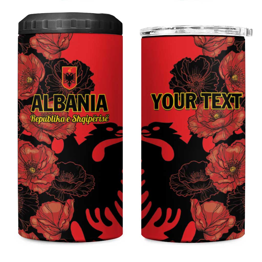 Personalised Albania Eagle 4 in 1 Can Cooler Tumbler Red Poppy Flowers - Wonder Print Shop