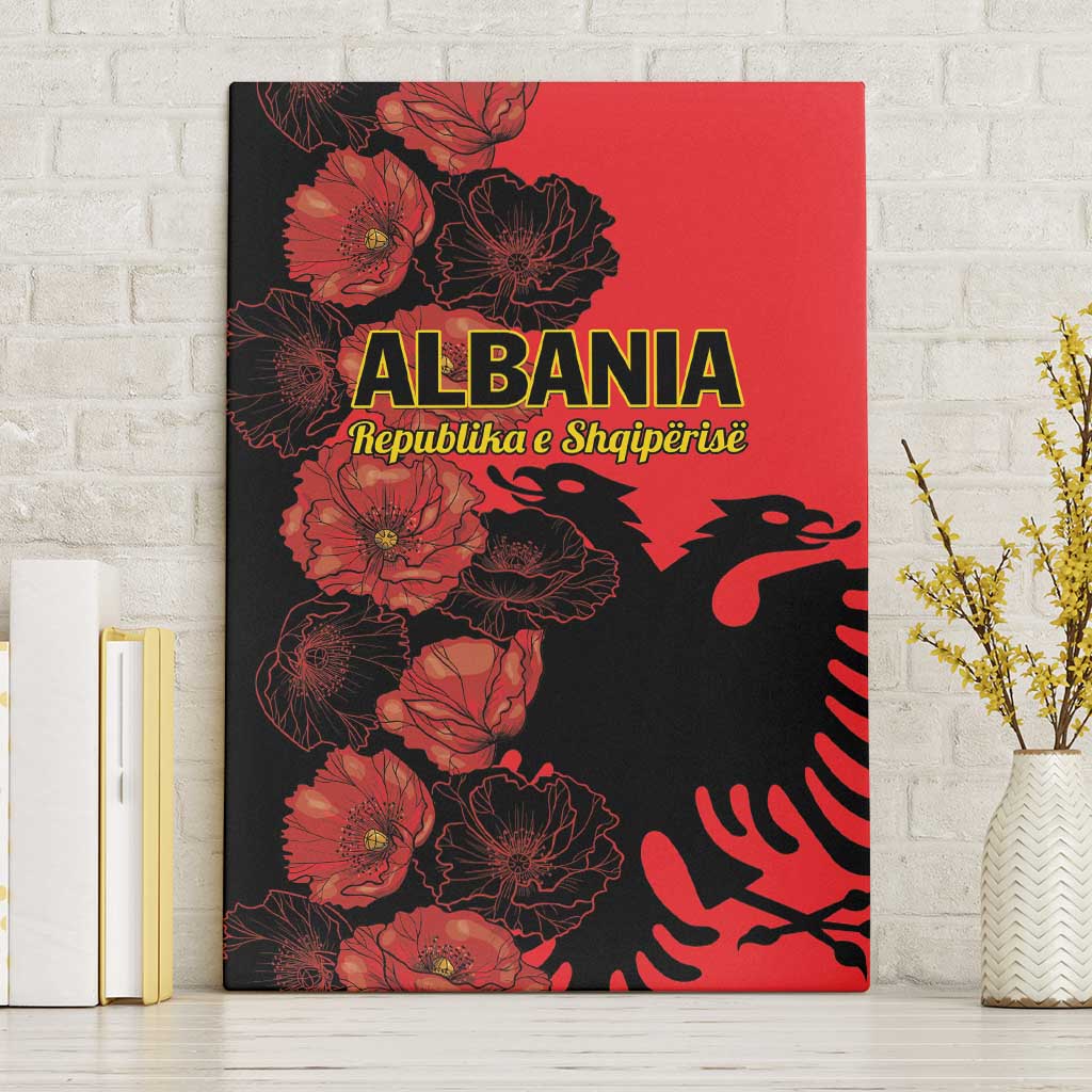 Albania Eagle Canvas Wall Art Red Poppy Flowers - Wonder Print Shop