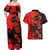 Personalised Albania Eagle Couples Matching Off Shoulder Maxi Dress and Hawaiian Shirt Red Poppy Flowers - Wonder Print Shop