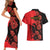 Personalised Albania Eagle Couples Matching Short Sleeve Bodycon Dress and Hawaiian Shirt Red Poppy Flowers - Wonder Print Shop