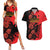 Personalised Albania Eagle Couples Matching Summer Maxi Dress and Hawaiian Shirt Red Poppy Flowers - Wonder Print Shop