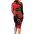 Personalised Albania Eagle Family Matching Long Sleeve Bodycon Dress and Hawaiian Shirt Red Poppy Flowers - Wonder Print Shop