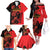 Personalised Albania Eagle Family Matching Off The Shoulder Long Sleeve Dress and Hawaiian Shirt Red Poppy Flowers - Wonder Print Shop