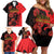 Personalised Albania Eagle Family Matching Off Shoulder Short Dress and Hawaiian Shirt Red Poppy Flowers - Wonder Print Shop