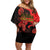 Personalised Albania Eagle Family Matching Off Shoulder Short Dress and Hawaiian Shirt Red Poppy Flowers - Wonder Print Shop