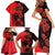 Personalised Albania Eagle Family Matching Short Sleeve Bodycon Dress and Hawaiian Shirt Red Poppy Flowers - Wonder Print Shop