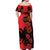 Personalised Albania Eagle Off Shoulder Maxi Dress Red Poppy Flowers - Wonder Print Shop