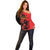 Personalised Albania Eagle Off Shoulder Sweater Red Poppy Flowers - Wonder Print Shop