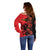 Personalised Albania Eagle Off Shoulder Sweater Red Poppy Flowers - Wonder Print Shop