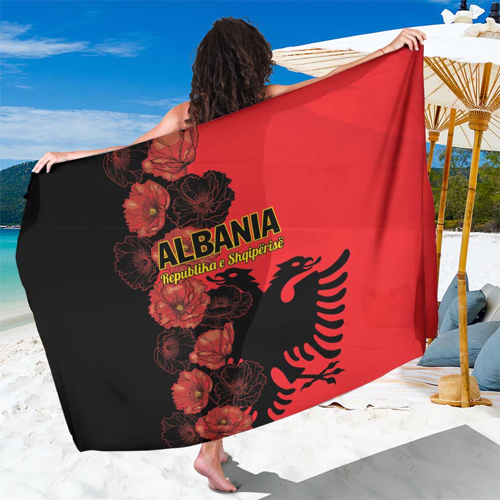 Albania Eagle Sarong Red Poppy Flowers - Wonder Print Shop