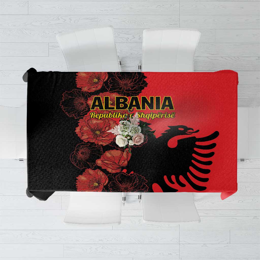 Albania Eagle Tablecloth Red Poppy Flowers - Wonder Print Shop