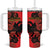 Personalised Albania Eagle Tumbler With Handle Red Poppy Flowers - Wonder Print Shop