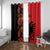 Albania Eagle Window Curtain Red Poppy Flowers - Wonder Print Shop