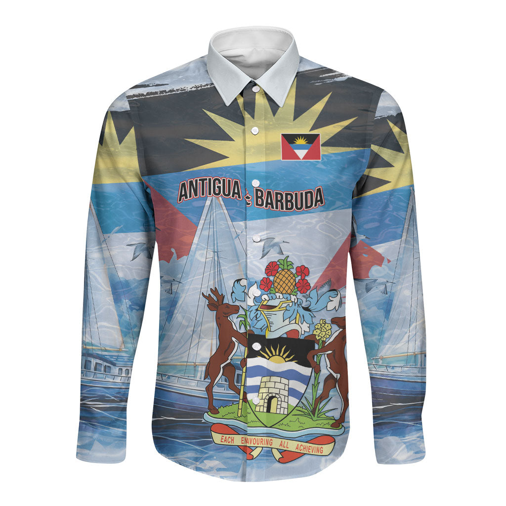 Personalized Antigua and Barbuda Sailing Long Sleeve Button Shirt Caribbean Sailing