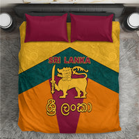 Sri Lanka bedding set with two magenta pillows and lion flag duvet cover