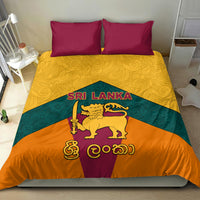 Sri Lanka bedding set with two magenta pillows and lion flag duvet cover