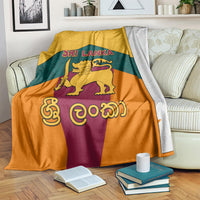 Sri Lanka flag-style blanket draped with golden lion emblem and “Sri Lanka” title