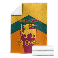 Sri Lanka flag-style blanket laid flat with golden lion crest and Sri Lanka lettering