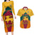 Sri Lanka Independence Day Couples Matching Long Sleeve Bodycon Dress and Hawaiian Shirt Golden Lion Sinha Flag Style - Wonder Print Shop