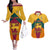 Sri Lanka Independence Day Couples Matching Off The Shoulder Long Sleeve Dress and Hawaiian Shirt Golden Lion Sinha Flag Style - Wonder Print Shop