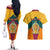 Sri Lanka Independence Day Couples Matching Off The Shoulder Long Sleeve Dress and Hawaiian Shirt Golden Lion Sinha Flag Style - Wonder Print Shop