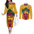 sri-lanka-independence-day-couples-matching-off-the-shoulder-long-sleeve-dress-and-long-sleeve-button-shirt-golden-lion-sinha-flag-style