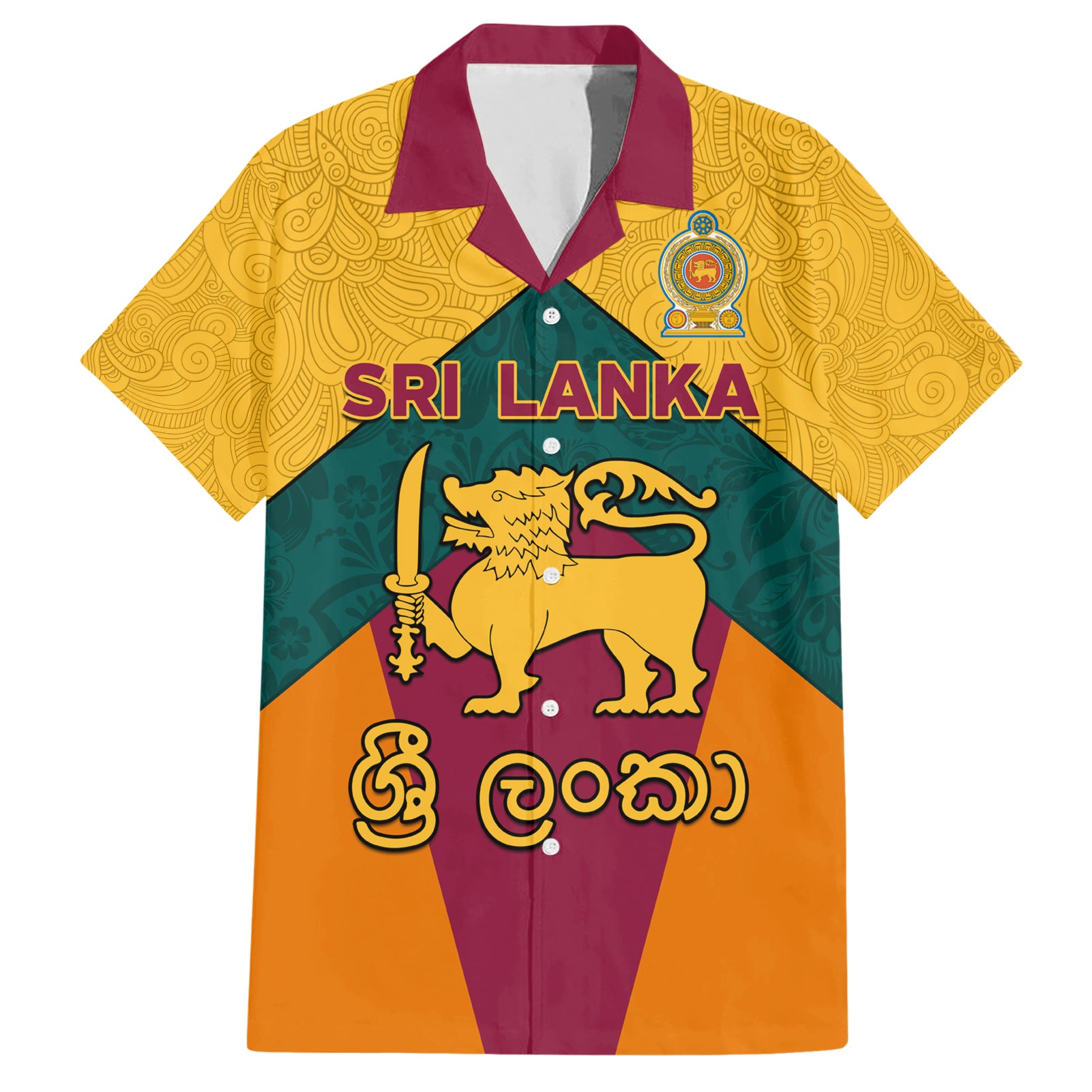 Sri Lanka Independence Day Hawaiian Shirt Golden Lion Sinha Flag Style - Wonder Print Shop