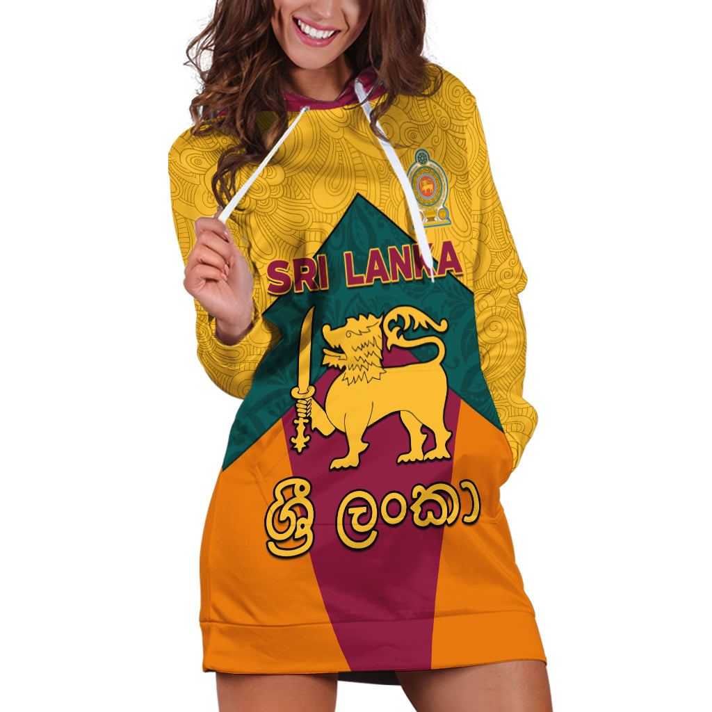 Sri Lanka Independence Day Hoodie Dress Golden Lion Sinha Flag Style - Wonder Print Shop