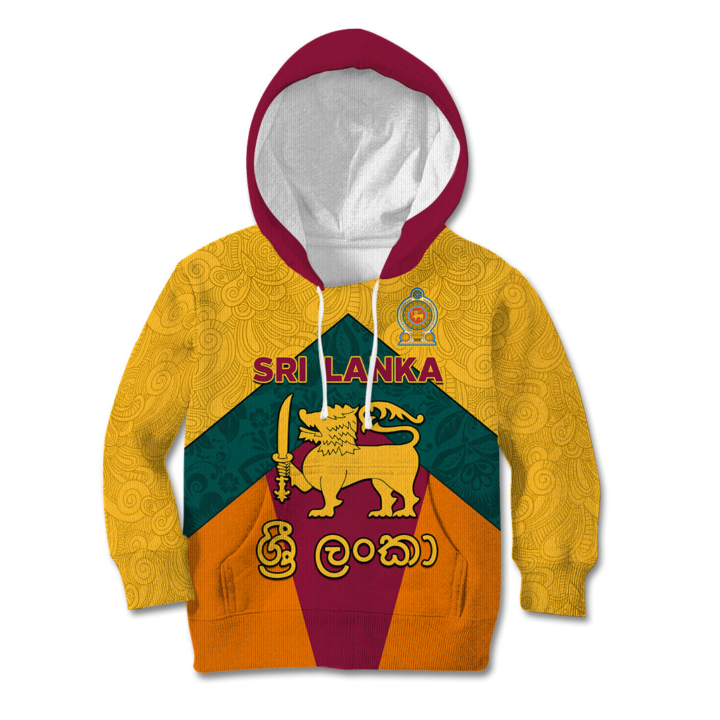 Sri Lanka Independence Day Kid Hoodie Golden Lion Sinha Flag Style - Wonder Print Shop