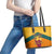 Sri Lanka Independence Day Leather Tote Bag Golden Lion Sinha Flag Style - Wonder Print Shop