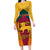 Sri Lanka Independence Day Long Sleeve Bodycon Dress Golden Lion Sinha Flag Style - Wonder Print Shop