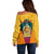 Sri Lanka Independence Day Off Shoulder Sweater Golden Lion Sinha Flag Style - Wonder Print Shop