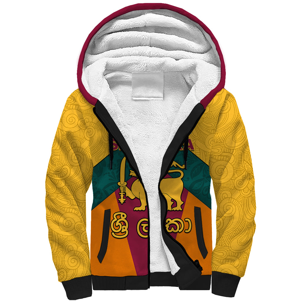 Sri Lanka Independence Day Sherpa Hoodie Golden Lion Sinha Flag Style - Wonder Print Shop